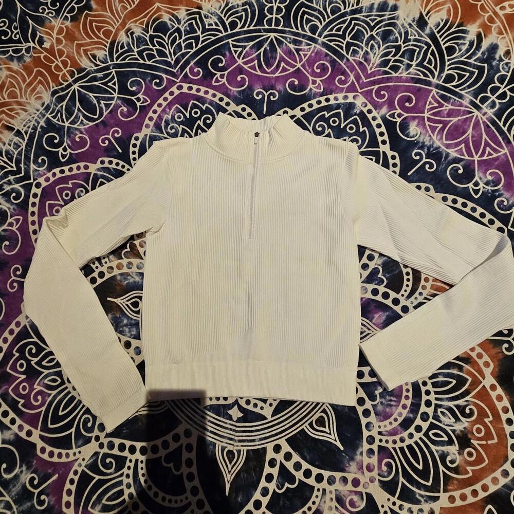 Women's White Quarter Zip Active Domino Shirt